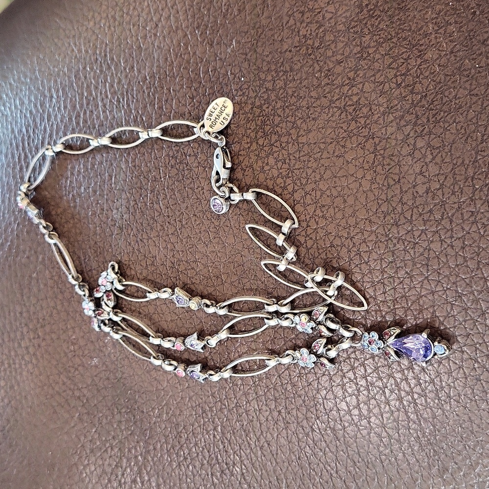 Sweet Romance USA Silver Tone Purple Blue Pink Swarovski Crystals